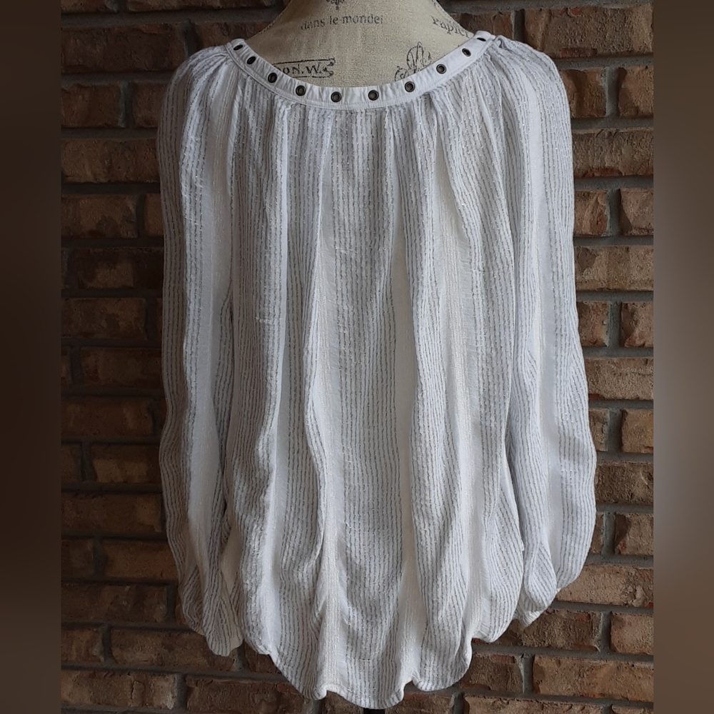 Free People Against All Odds Grommet Boho Blouse Sz XS Oversized. - Picture 7 of 11